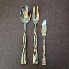 Dansk AALTO Glossy Stainless Flatware Japan 3 Pieces Serving - Spoon Fork Butter