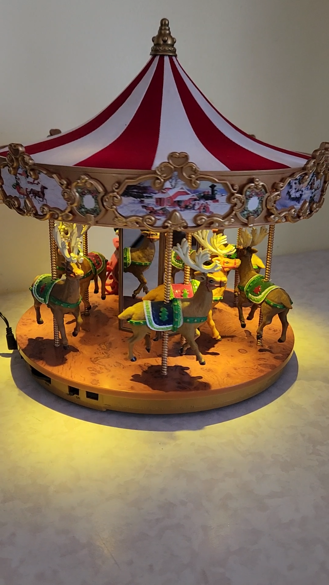 Mr. Christmas Carousel Reindeer Santa Animated Musical