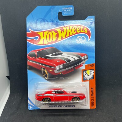 2018 Hot Wheels #189 Muscle Mania 7/10 '70 DODGE HEMI CHALLENGER Red w/Gold MC5s