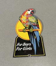 VINTAGE POLL PARROT 14” PORCELAIN SIGN CAR GAS TRUCK GASOLINE