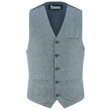 Men Herringbone Wool Blend Tweed Vest Premium Grey Waistcoat Suit Vest V Neck