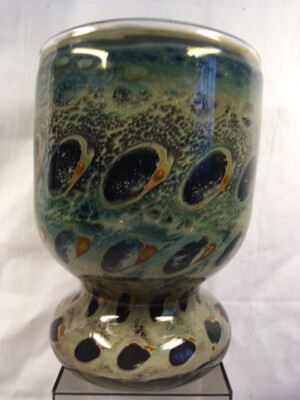 Erwin Eisch Atelier Bechervase Überfangglas signiert 70er Jahre