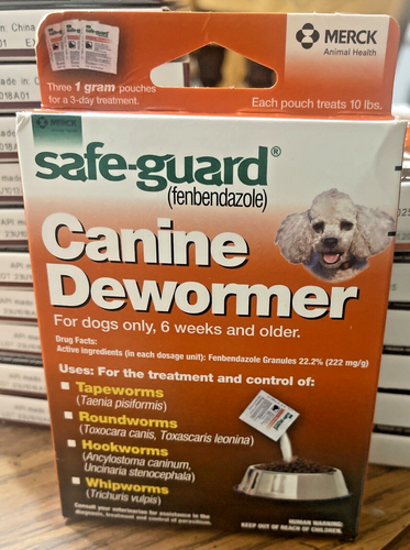 MERCK Safe-Guard Canine Dewormer Three 1g Powder Pouches 10+ LBS Dog  EXP: 11/25 - Picture 1 of 12