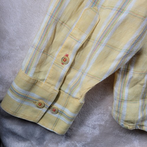 Indigo Palms Denim Men's Size XXL Check 100% Linen Long Sleeve Casual Shirt - Picture 14 of 16