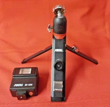 Vintage Focal Handipod Mini Tripod Black w Foldout Legs & Focal M-100