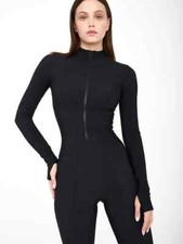 Long Sleeve Jumpsuits Women Overalls Fashion Zipper O Neck Sporty Rompers