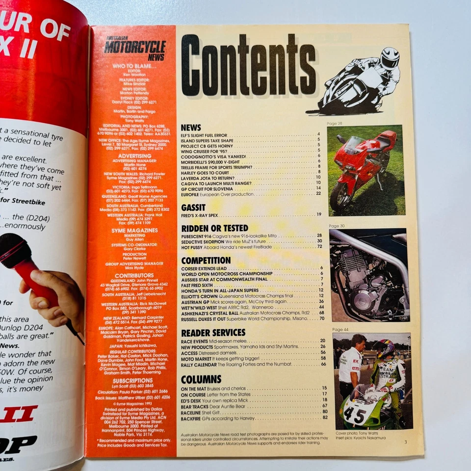 Revista Noticias Motocicleta Vol 44 Nº 2 Junio 1994 CBR900RR Foto 3 de 4