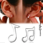 Unique Women Music Letter 925 Sterling Silver Plated Ear Stud Earrings
