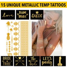 TEMPORARY TATTOOS Festival Gold Foil Metallic Flash Stickers Fashion Concert Art