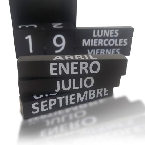 Wooden Block Calendar for Desk Black and White Decor, Perpetual