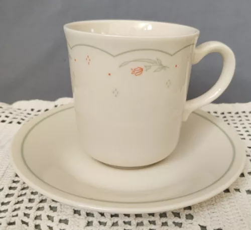 Corning Corelle Calico Rose Coffee Cups with Saucers