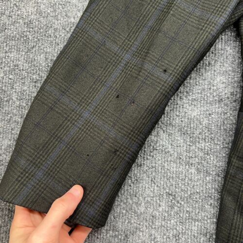 ISAIA Blazer Mens 38 8R Glen Plaid Wool Check Sport Coat Jacket Green *FLAWS* - Picture 6 of 23