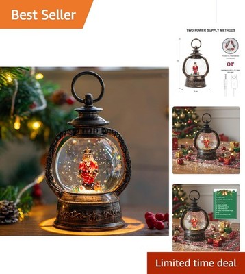 Majestic Nutcracker Musical Snow Globe Lantern - LED Illuminated Festive Decor
