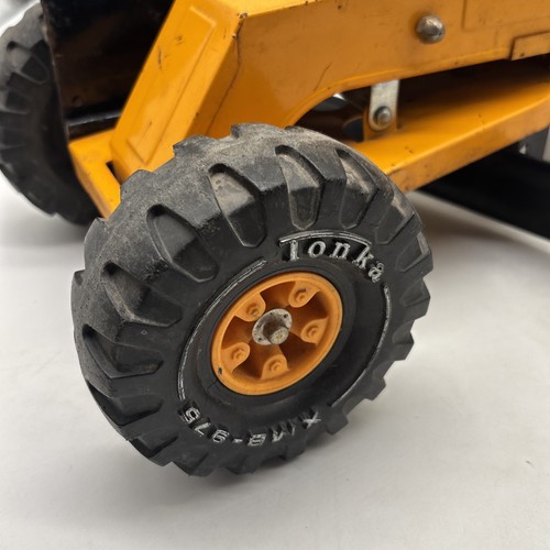 Vtg 1970's Tonka Mighty Road Grader Orange Pressed Steel! Heavy Wear! - Picture 2 of 21