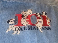 The Disney Store Men's 101 Dalmatians Denim Shirt Size Medium Blue Button Up