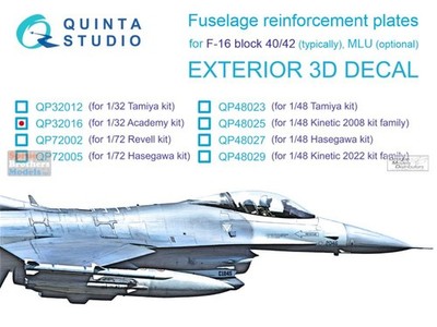 QTSQP32016 1:32 Quinta Studio 3D Decal - F-16C Block 40/42 Falcon Reinforcement