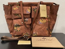 Patricia Nash Sorlana English Garden Travel Tote Canvas Leather 19"x13"x7" P2