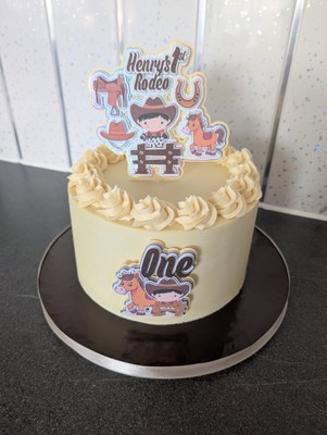  Rodeo Motto Erster Geburtstag Luxus 3D Individueller Kuchen Topper Set Jeder Name & Alter 