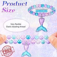 Ecally Mermaid Bracelet Party Favors 6 Pcs Beaded Bulk Ocean Prizes