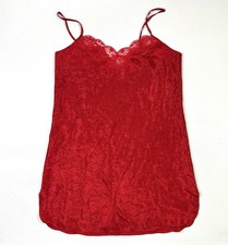 Intimate Style Nightgown Women  s Medium Red Floral Lace Satin Slip Lingerie