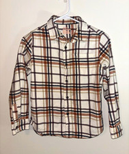 Cat Jack Boys M Plaid Cotton Long Sleeve Collared Button-Up Shirt