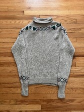 Vintage Eddie Bauer Men's Wool Mock Neck Sweater size Large Pattern