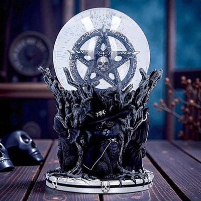 Kult Cuties Schneekugel Gothic Katze Hexe Pentagramm Okkult Ornament Sammlerstücke