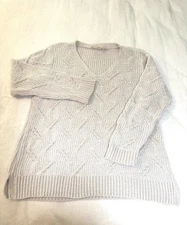 Soft Surroundings Sweater Ladies Large Chenille V Neck Long Sleeve Oatmeal Color