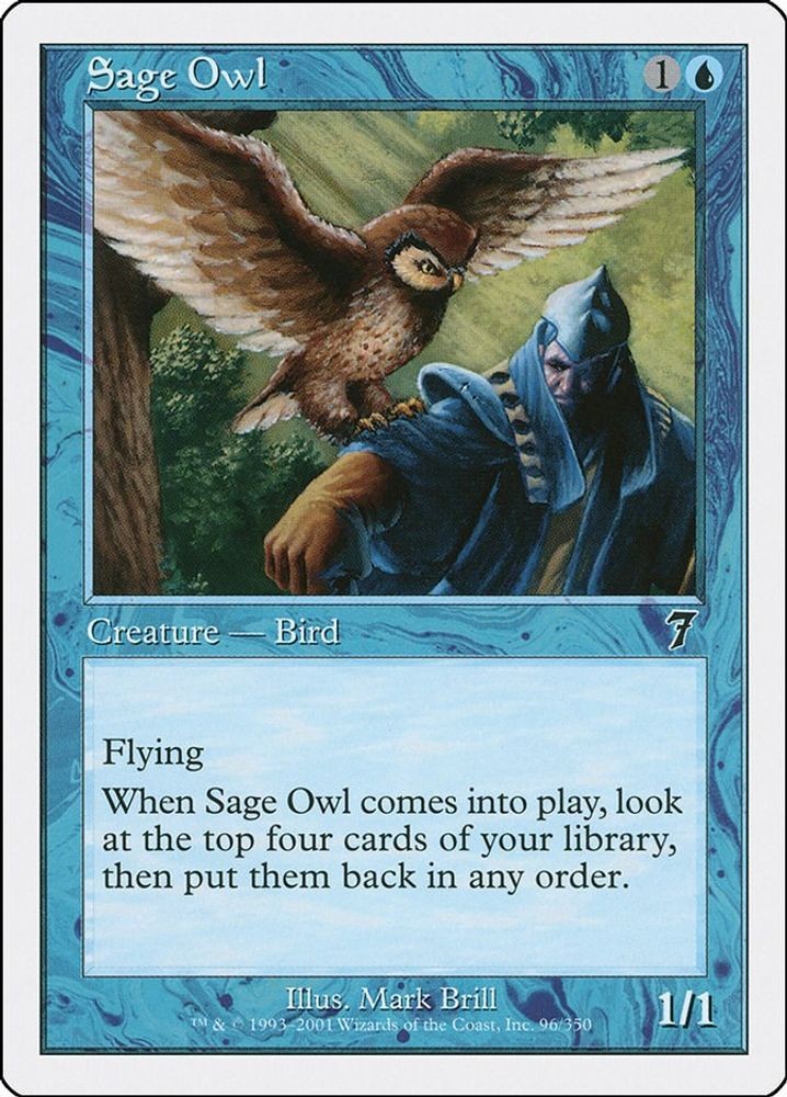 Sage Owl #96 7th Edition Near Mint Magic The Gathering