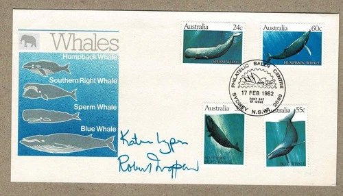 Australia 1982 Whales FDC Cover SIGNED by Stamp Designers