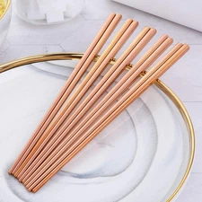 5 Pairs Metal Chopsticks Stainless Steel Reusable Dishwasher Safe 9" ROSE GOLD