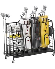 Golf Bag Organizer for Garage - 3 Golf Bag Storage Rack with Lockable Wheels ...