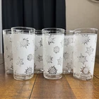 MCM Atomic Snowflake Federal Glass 12oz Tumblers Frosted Set of 6 VTG 1950s 60s