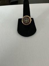 Tory Burch Gold Logo Stone Ring New With Tags Statement Jewelry Size 6