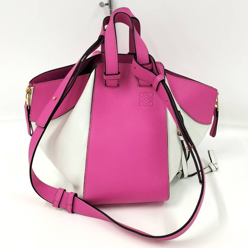 LOEWE Hammock Shoulder Bag Leather Pink x White
