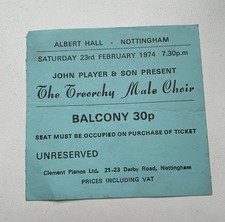1970s The Treorchy Male Choir concert Ticket - Nottingham Albert Hall - used vgc