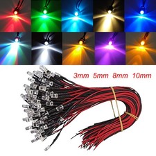 DC 12V 3/5/8/10 mm LED Bulb Pre wired Light Emitting Diodes Small 20cm Pre Wire