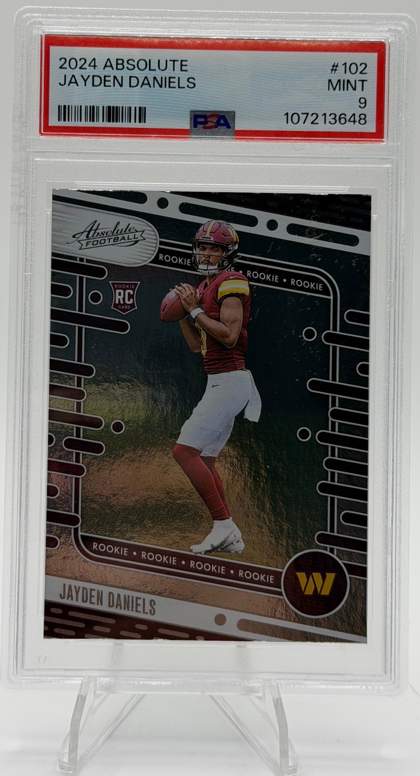2024 Absolute Jayden Daniels RC #102 Rookie PSA 9 Commanders