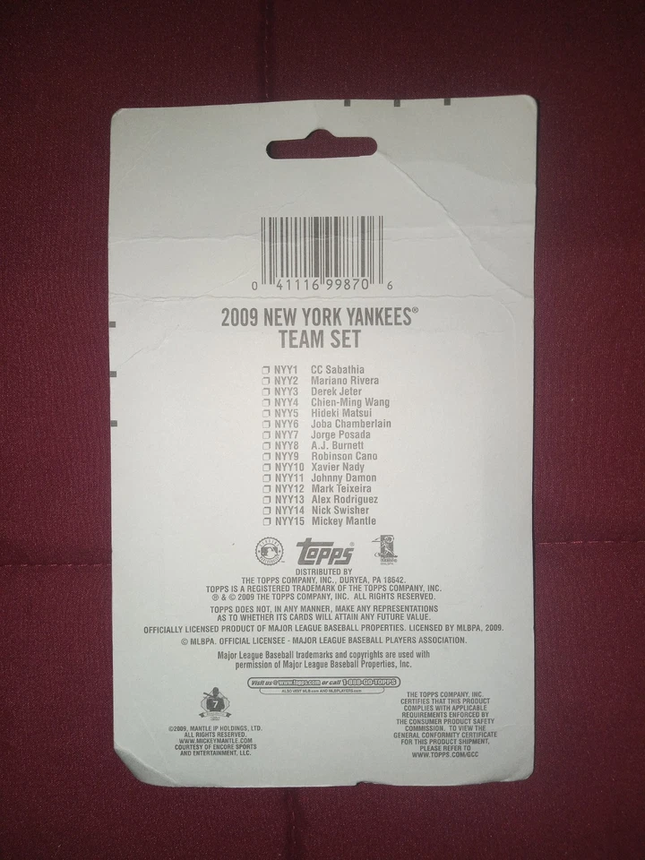 Raro conjunto de tarjetas deportivas de béisbol vintage de los Yankees MLB Topps Team 2009 Foto 2 de 2