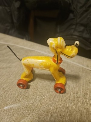 Rare Disney Pluto Figurine Pull Toy Roller  WDP Hong Kong 
