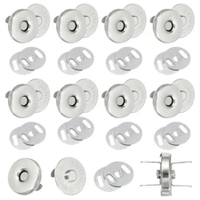 20 Sets 18 mm Magnetic Snap Buttons with Washer, Silver Tone