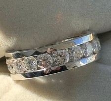 4.50CT Round Cut Moissanite Wedding Full Eternity Band in 14K White Gold Plated
