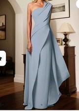 A-line One Shoulder Floor Length Elastic Satin Mother Of The Bride Dress Size 8