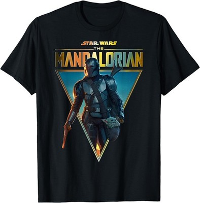 Star Wars The Mandalorian & The Child Golden Logo Portrait T-Shirt