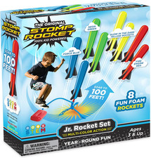 Stomp Rocket Jr Multi-Color Rocket Launcher for Kids 8 Rockets STEM Foam Blaster