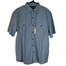 Carhartt Mens Chambray Relaxed Fit Short Sleeve Button Down Work Shirt