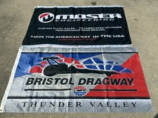 2 Vintage Racing Flags 36x60 Moser Engineering Bristol Dragway Thunder Valley