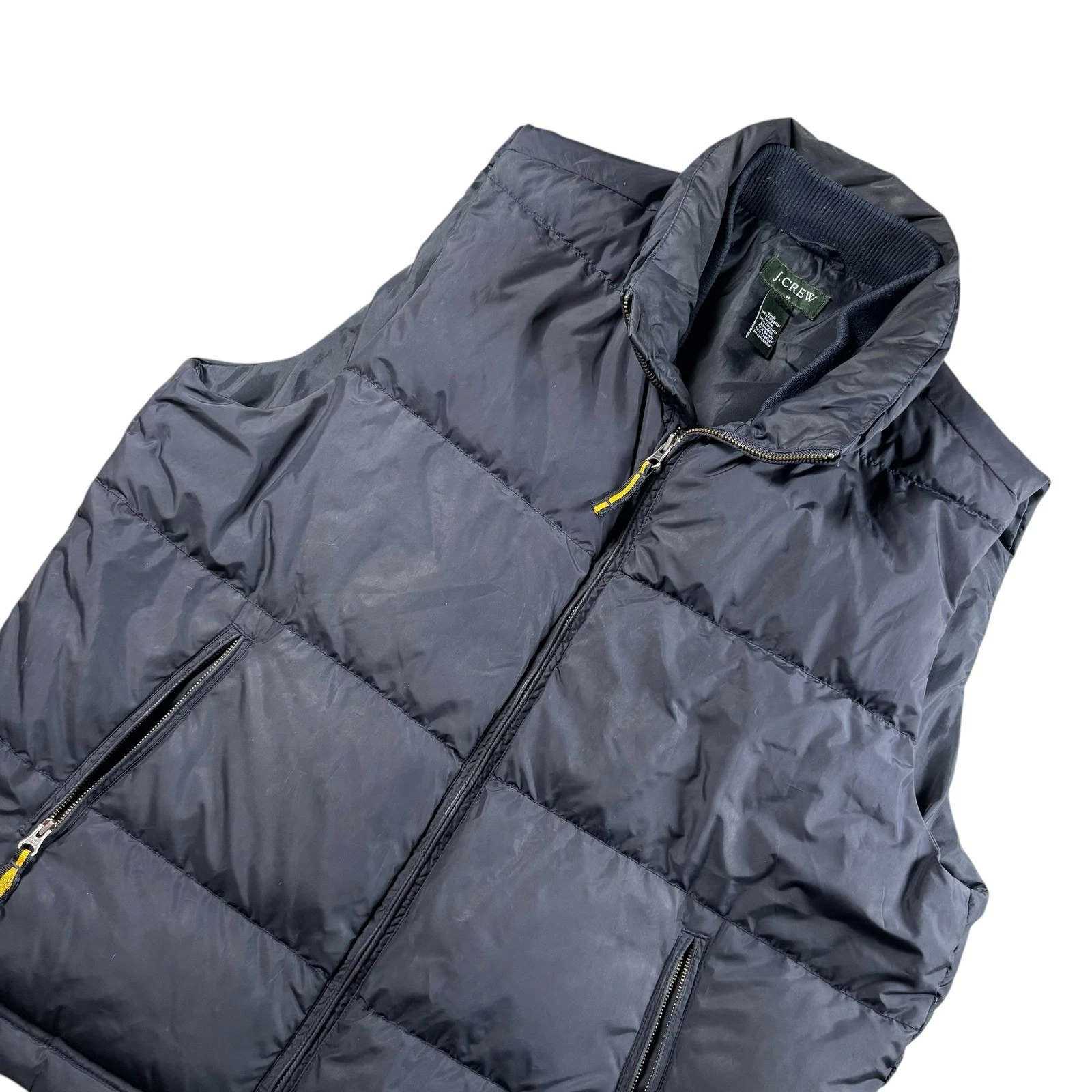 J.Crew Mens Down Puffer Vest Navy Blue Full Zip Large Quilted GorpCore NormCore
