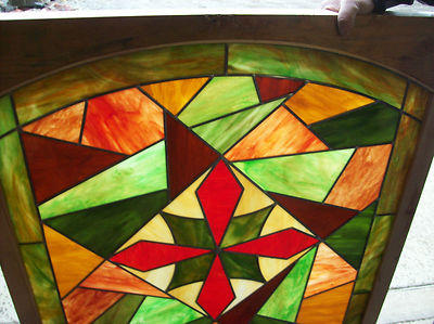 2 avail. Colorful Abstract Stained glass window w