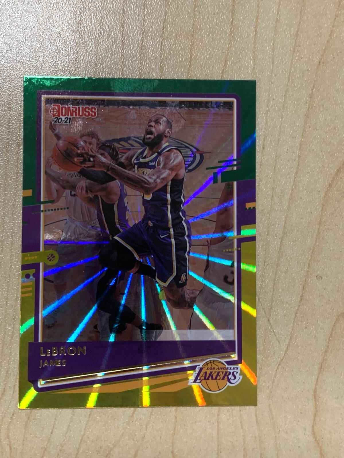 2020-21 Donruss Lebron James Holo Green & Yellow Laser Parallel #12 Lakers